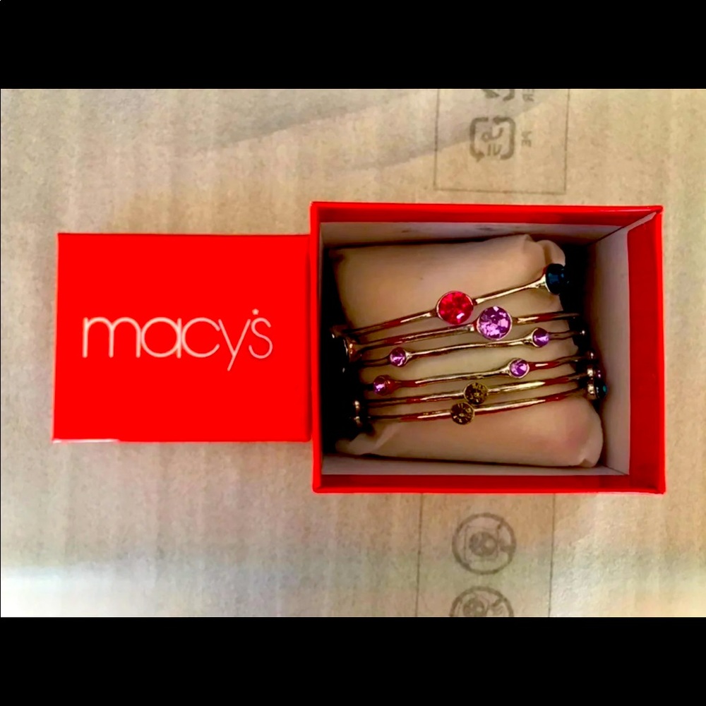 New! MACY'S Hammered Gemstone bangles